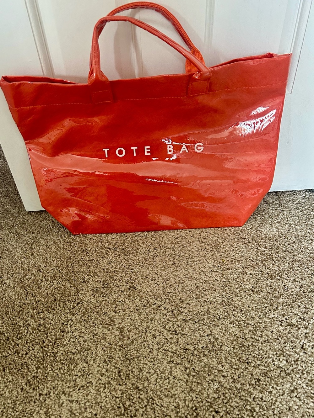 TOTE BAG Red Patent Tote Bag